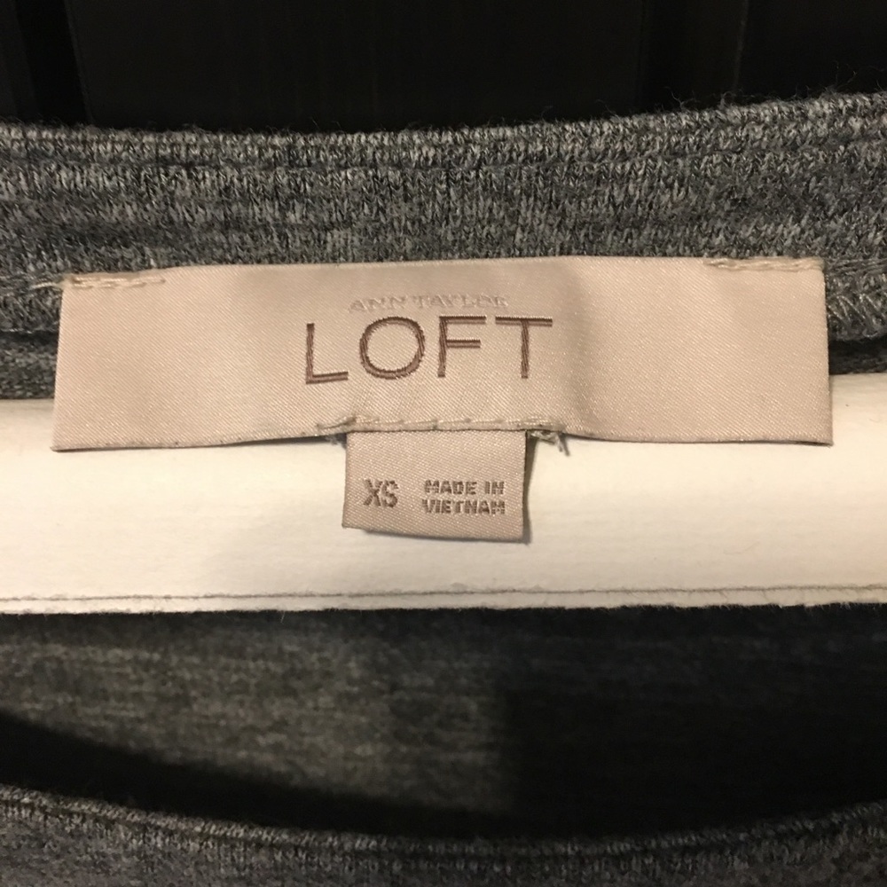 LOFT Layered One Piece. (mixed media) Blouse Gray - Picture 6 of 7